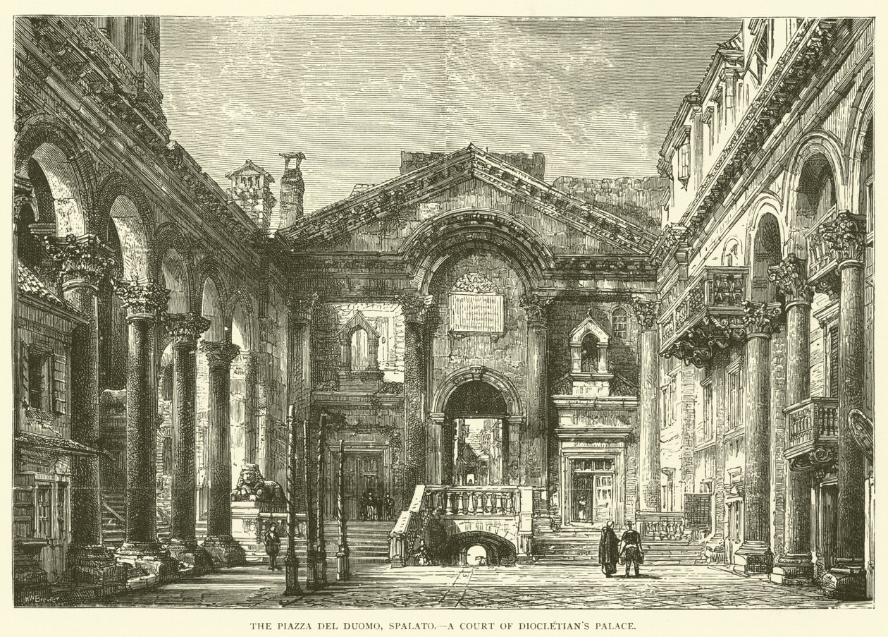 Plaza del Duomo, Spalato, Patio del Palacio de Diocleciano (grabado) de English School