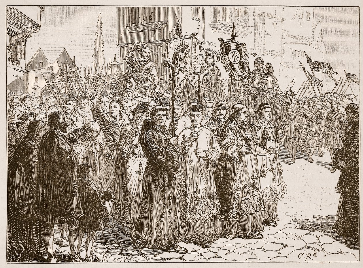 La Peregrinación de Gracia en 1536, ilustración de Cassells Illustrated History of England de English School