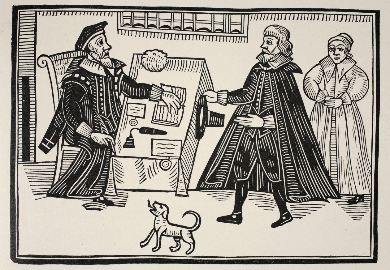 El procurador y el parator, página de título de un tratado sobre los abusos y exorbitancias de los Tribunales Espirituales, 1641 de English School