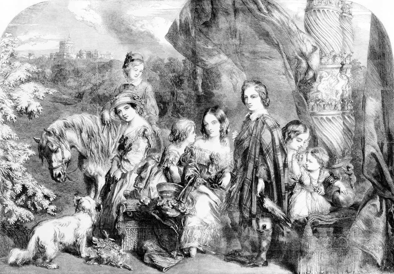 La Reina y sus hijos en Windsor Great Park, de 