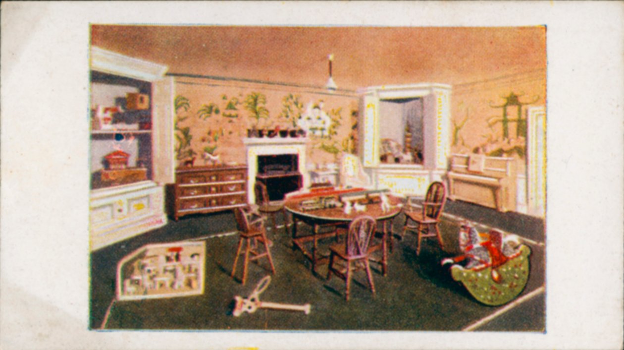 La Casa de Muñecas de la Reina: Guardería (litografía en color) de English School