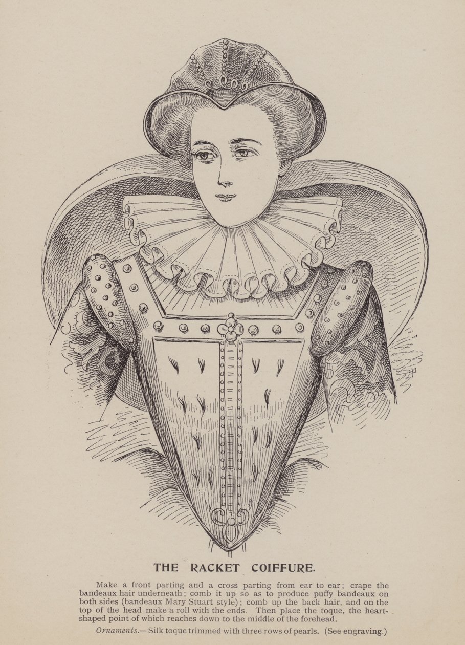 La raqueta Coiffure (grabado) de English School