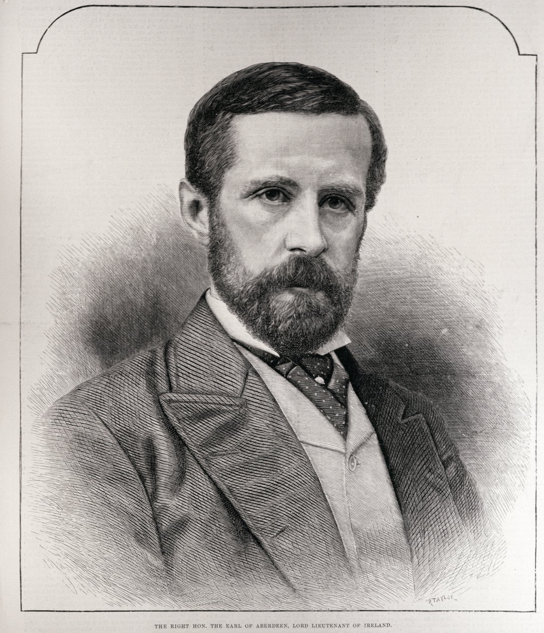 El Muy Honorable Conde de Aberdeen, Lord Teniente de Irlanda, grabado por R. Taylor, de 