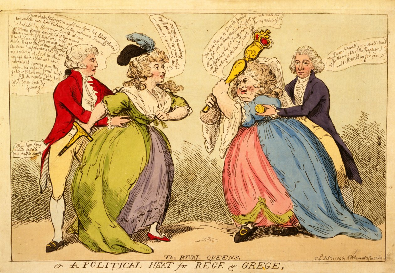 Las Reinas Rivales o un Calor Político para Rege y Grege, 1789 de English School