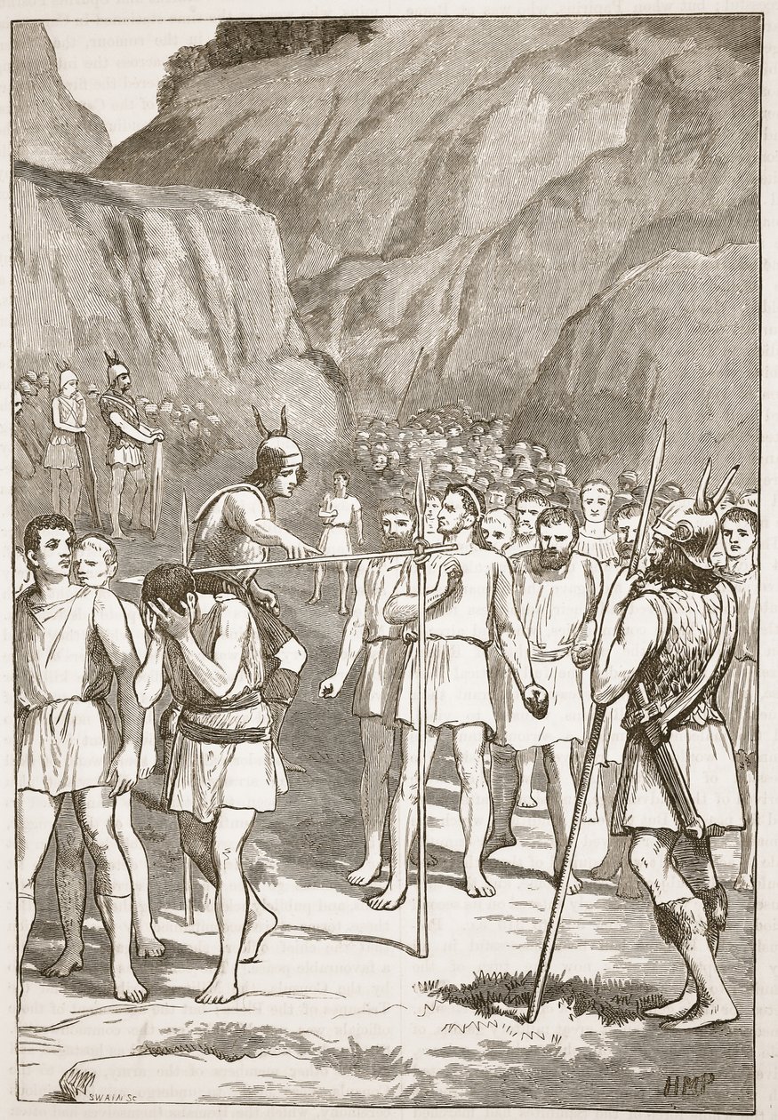Los romanos pasando bajo el yugo en las Horcas Caudinas de English School