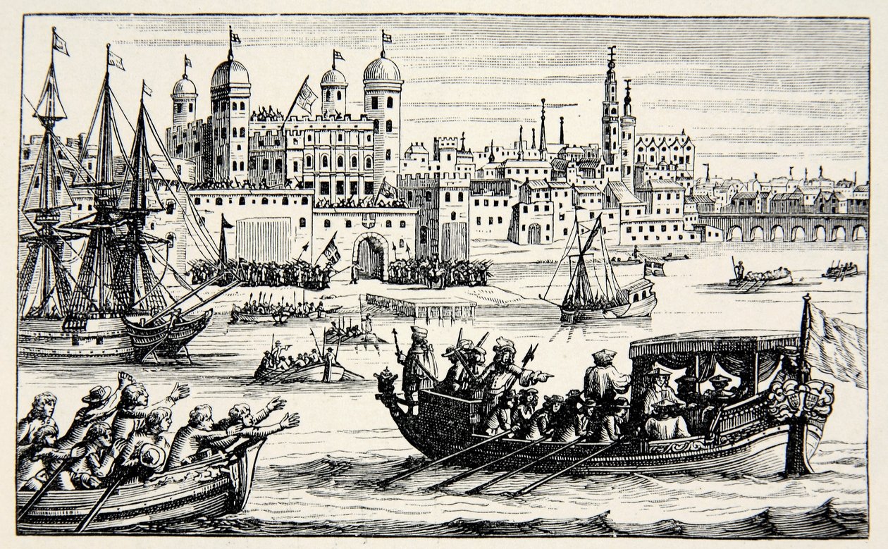 Los Siete Obispos yendo a la Torre, abril de 1688 de English School