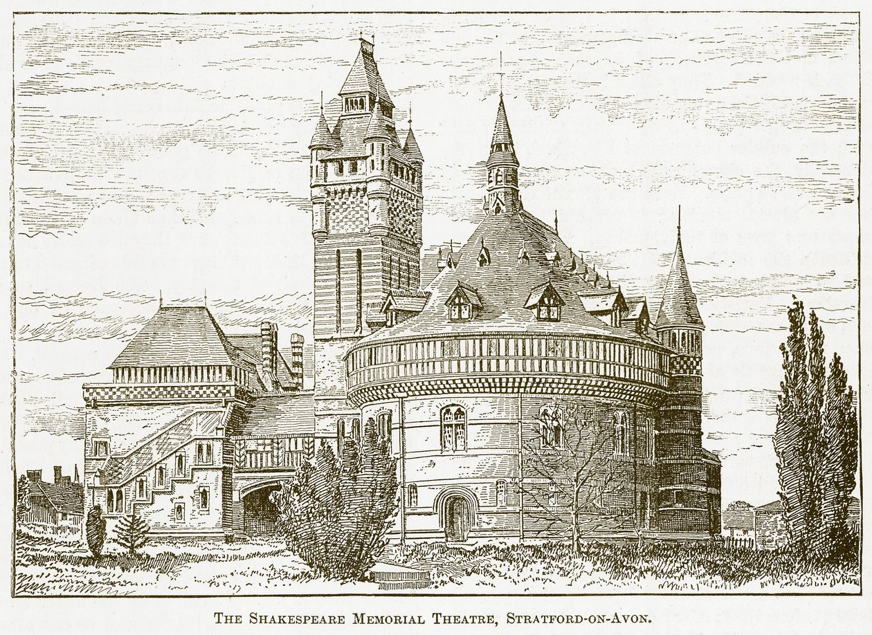 El Shakespeare Memorial Theatre, Stratford-on-Avon (grabado) de English School