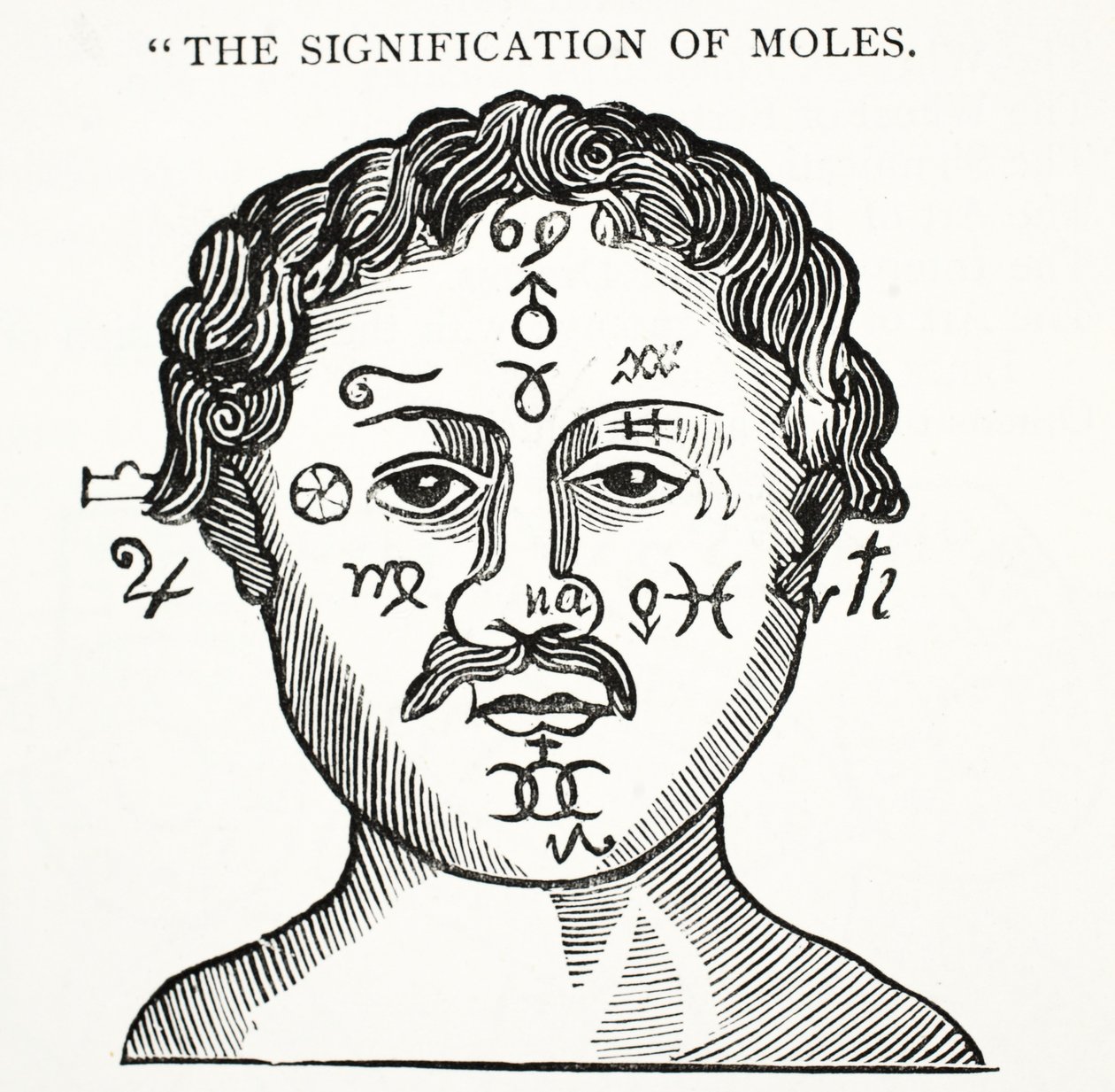 El significado de los lunares, ilustración de Chap-books del Siglo XVIII de John Ashton, pub. 1882 de English School