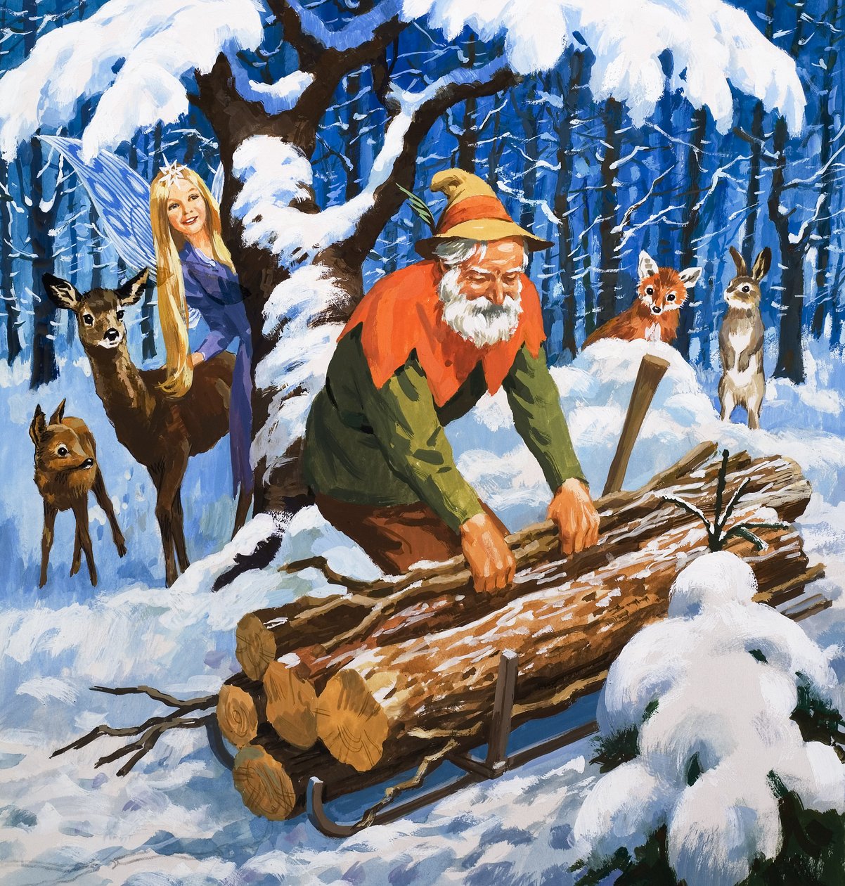 El hada de las nieves, ilustración de "Érase una vez" (gouache sobre papel) de English School