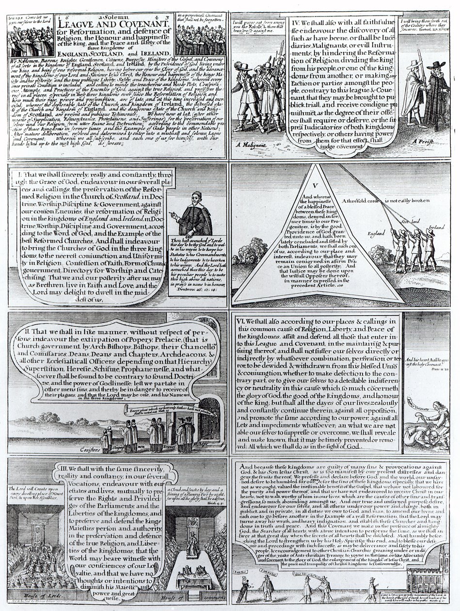 La Liga y el Pacto Solemne de 1643, grabado por W. Hollar (1607-77) de English School