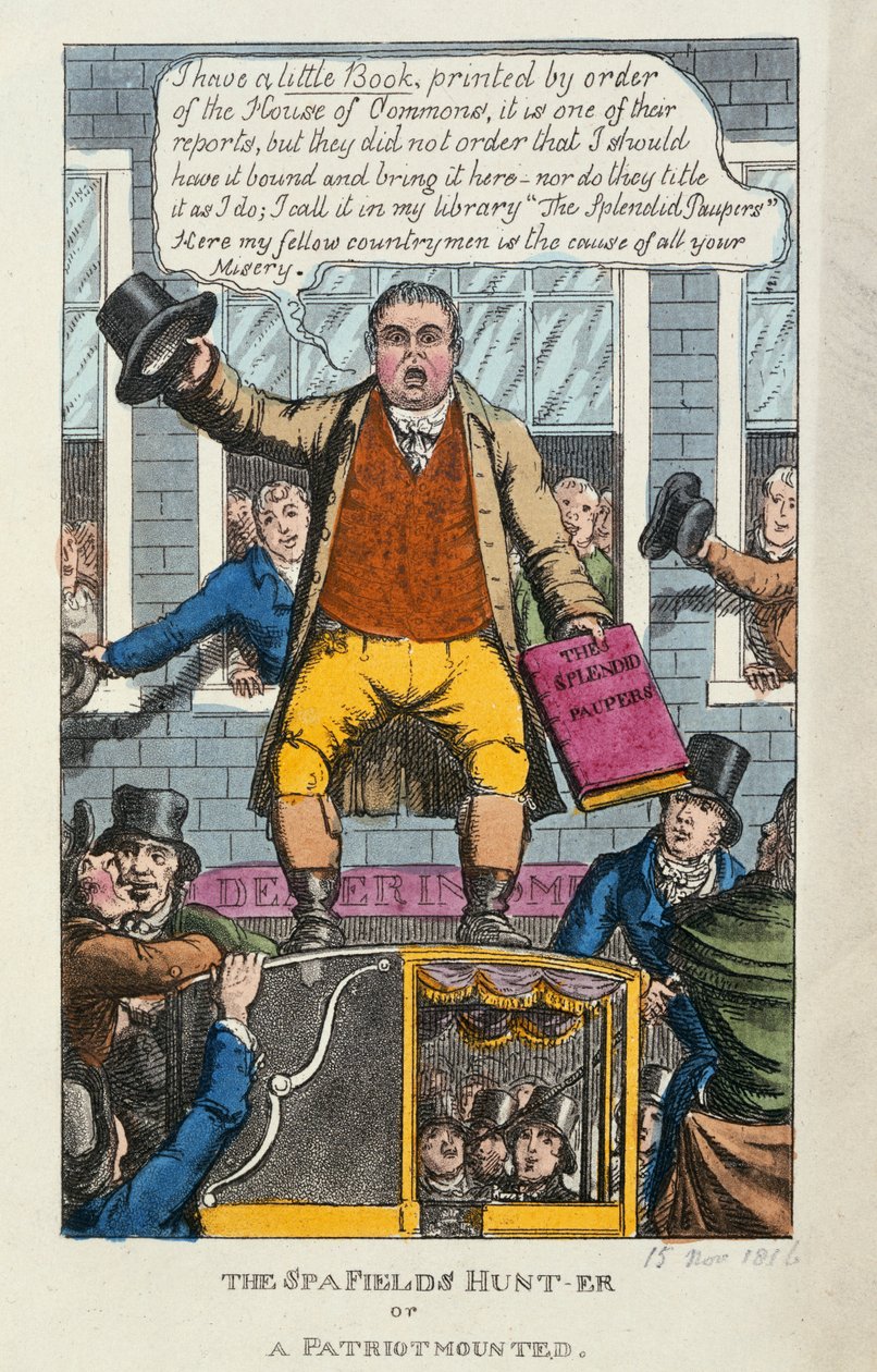 La caza de Spa Fields o un patriota montado, 1816 de English School