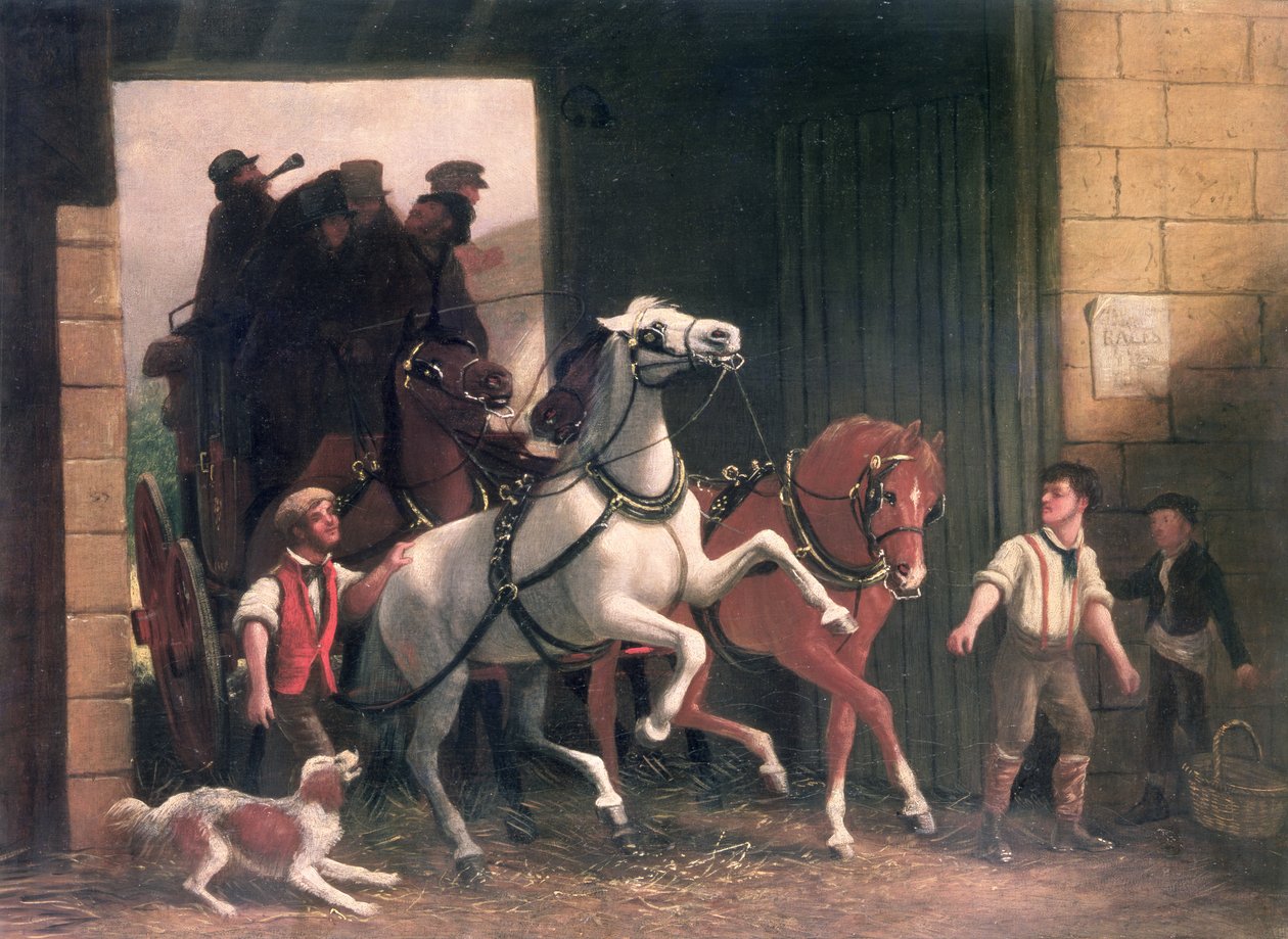 La llegada de la diligencia, c.1830 de English School