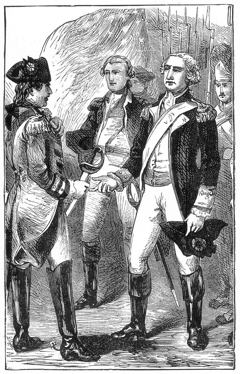 La rendición de Cornwallis, de La historia de Francia, por Emile de Bonnechose, publicado por Ward, Lock and Co, Londres de English School