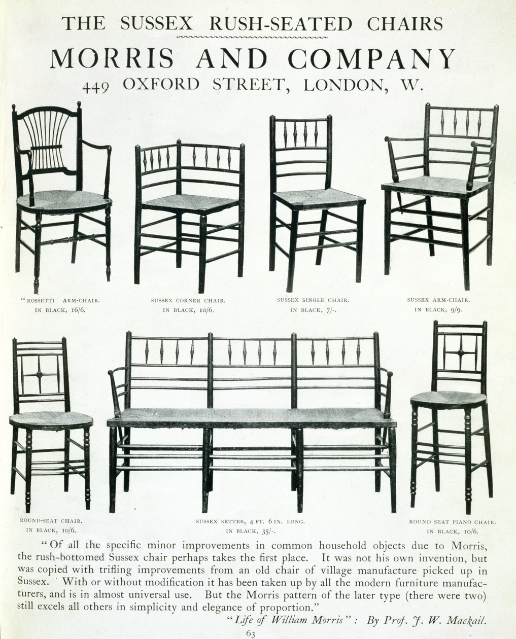 Las sillas Sussex Rush-Seated, hechas por Morris and Company de English School