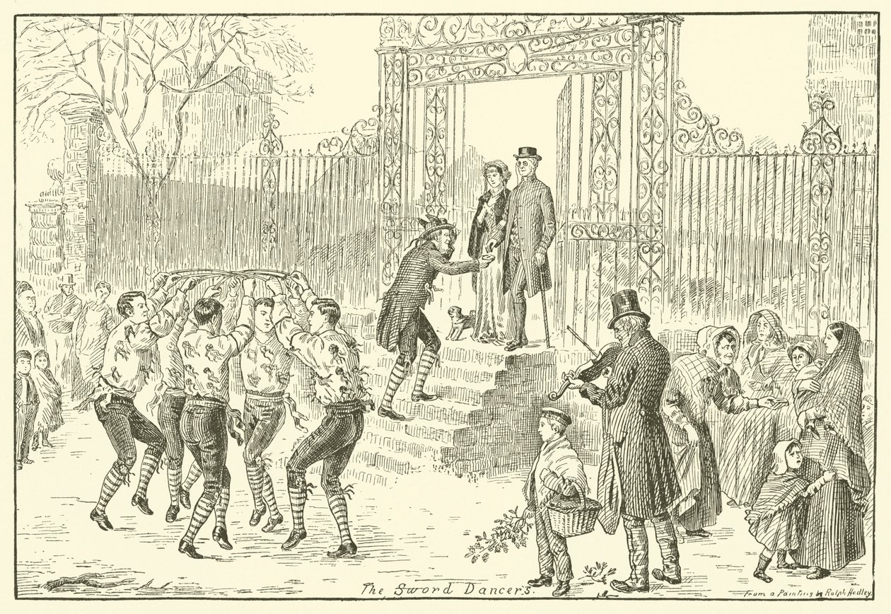 Los bailarines de la espada (grabado) de English School