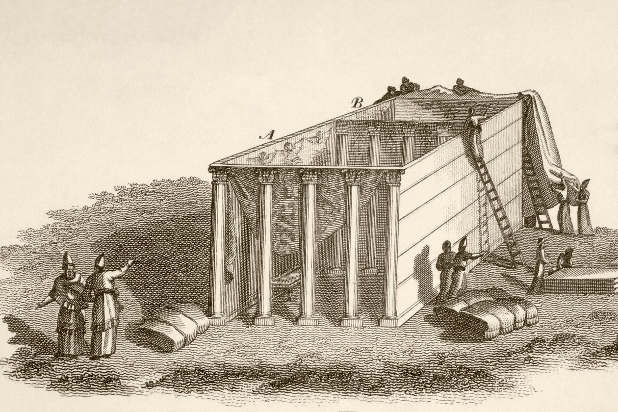 El Tabernáculo en el desierto al descubierto (litografía) de English School