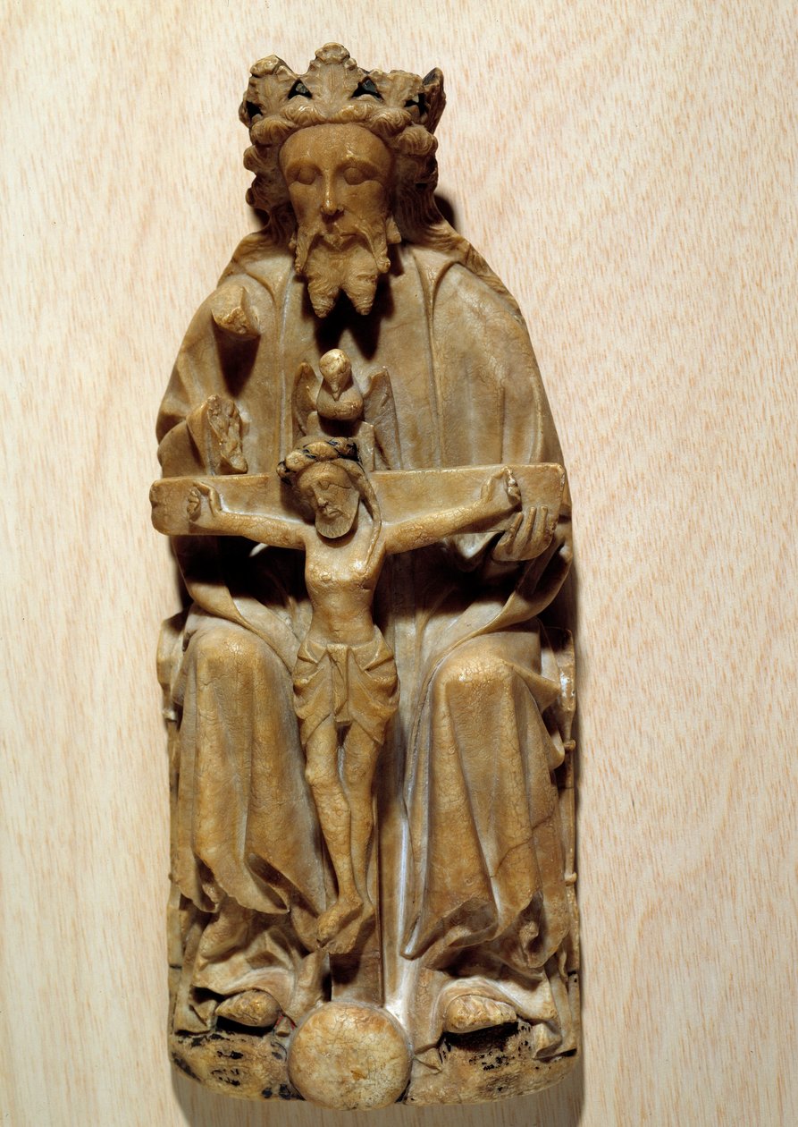 La Trinidad Dios tentó a su hijo Jesús en la cruz. Escultura en alabastro de la Escuela Inglesa. Siglo XV París, Museo Nacional de la Edad Media, Termas de Cluny de English School