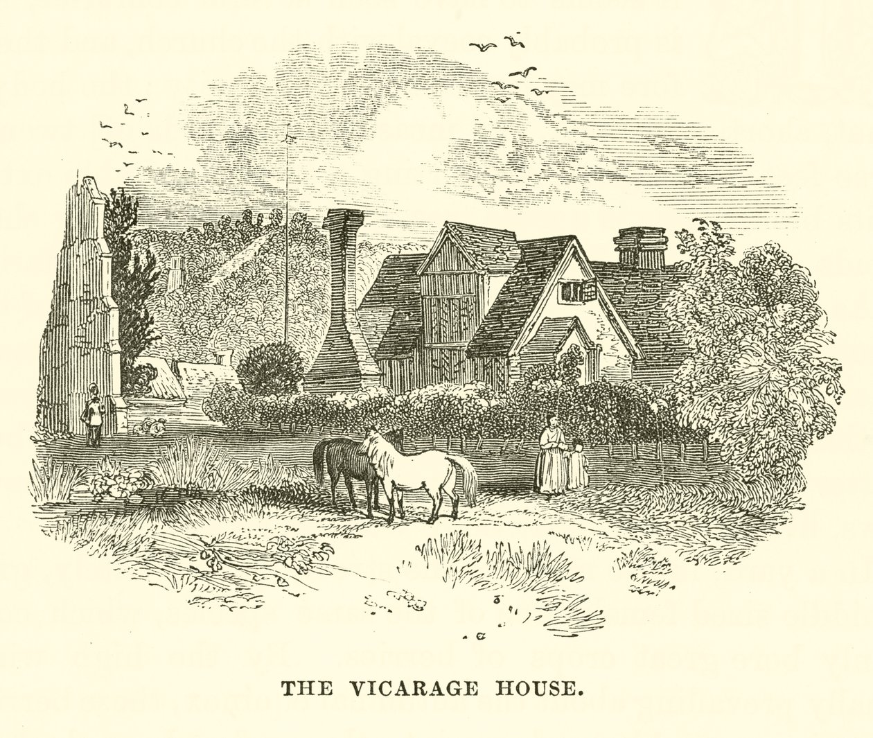 The Vicarage House (grabado) de English School