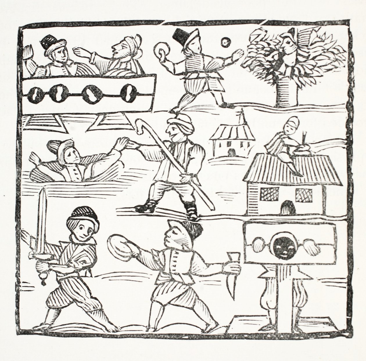 El viajero galés, o el galés desafortunado por Humphrey Cornish, ilustración de Chap-books del siglo XVIII de John Ashton, pub. 1882 de English School