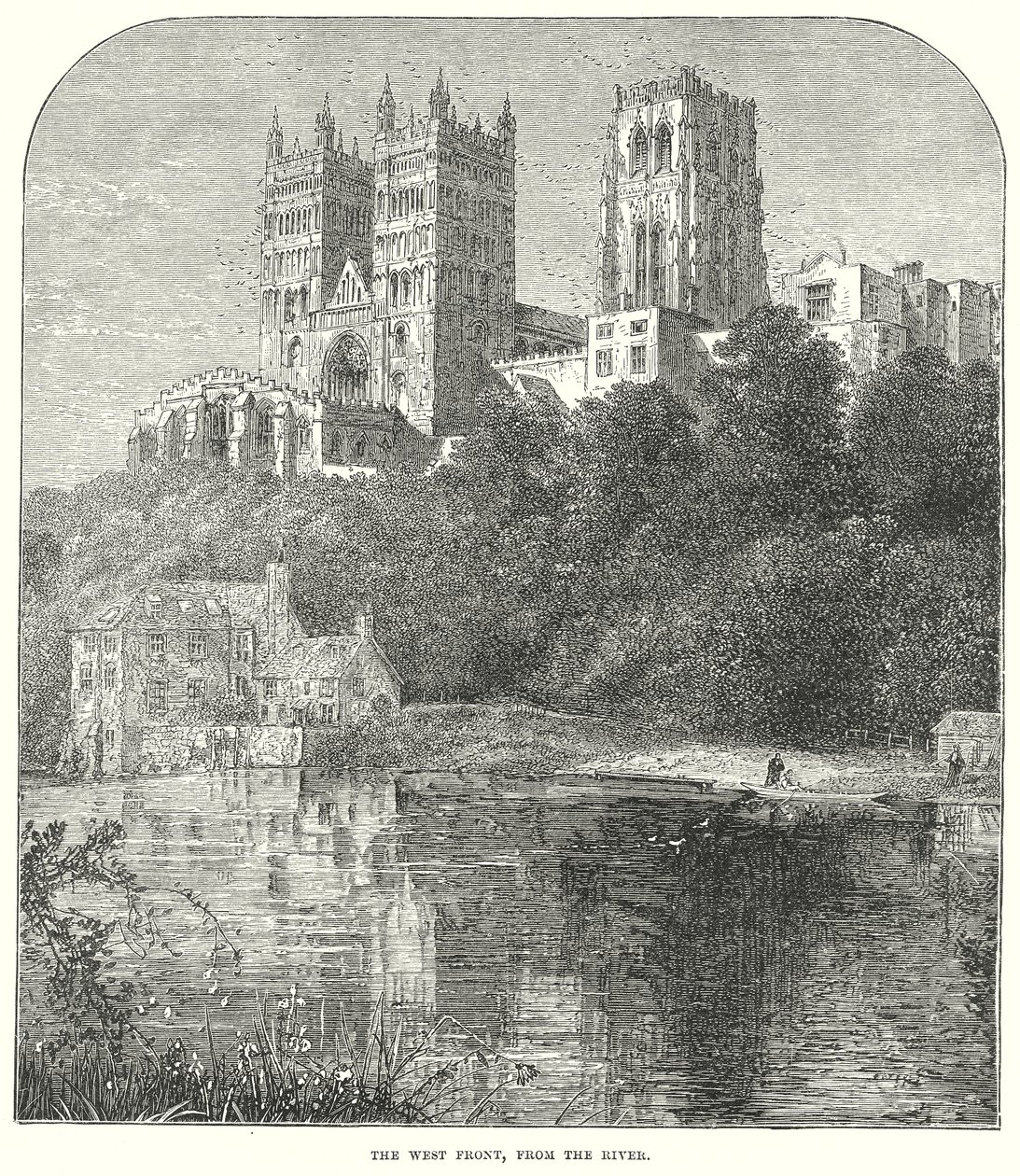 La fachada oeste, desde el río (grabado) de English School