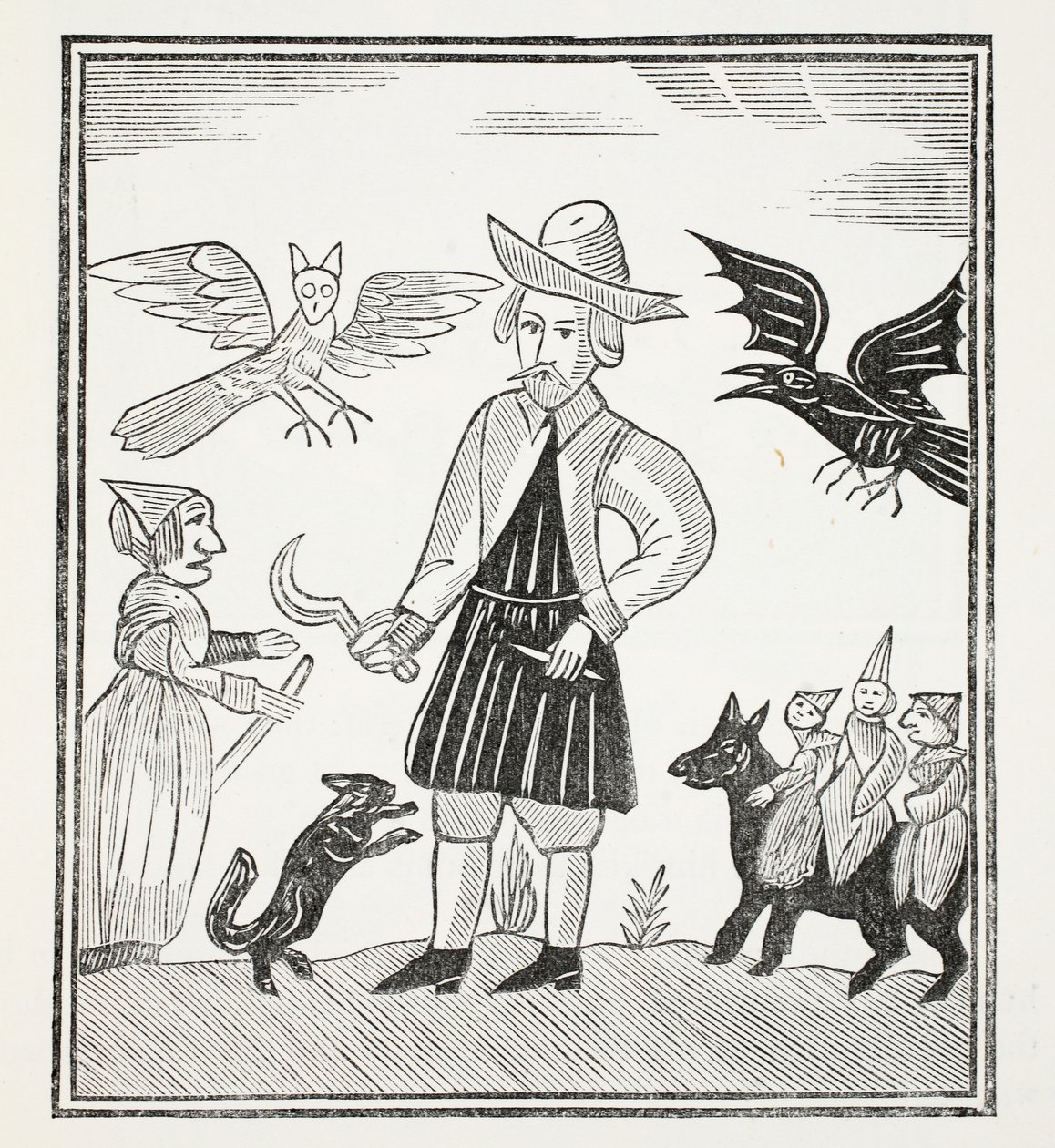La bruja de los bosques, ilustración de Chap-books of the Eighteenth Century por John Ashton, pub. 1882 de English School