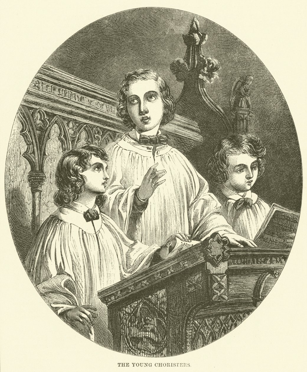 Los jóvenes coristas (grabado) de English School