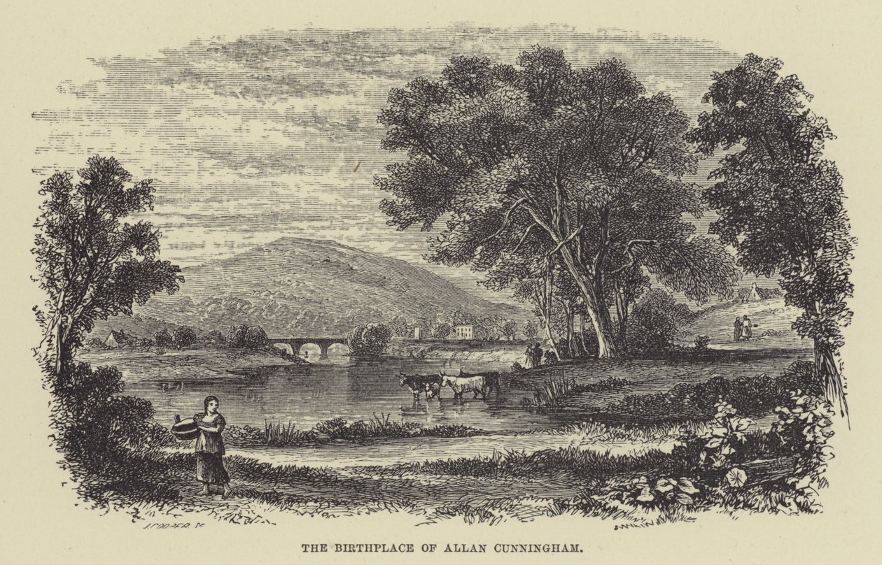 La casa natal de Allan Cunningham (grabado) de English School