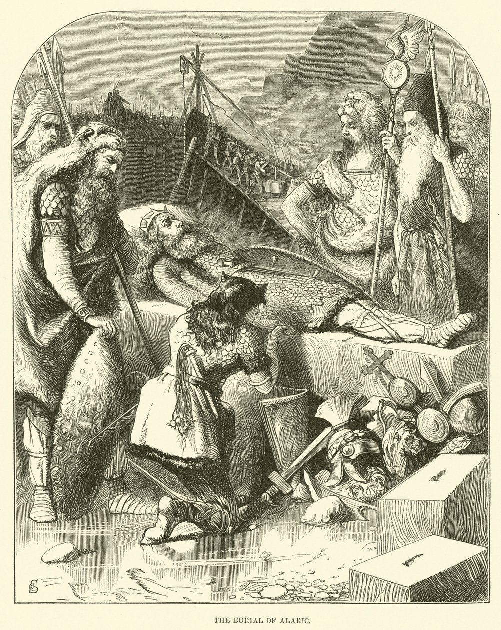 El entierro de Alarico (grabado) de English School