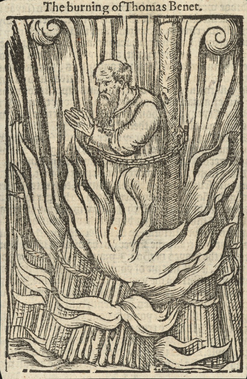 La quema de Thomas Benet (grabado) de English School