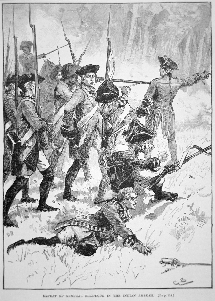 La derrota y muerte del General Edward Braddock en la emboscada india de English School