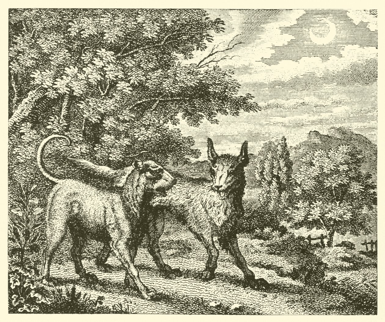 El perro y el lobo (grabado) de English School