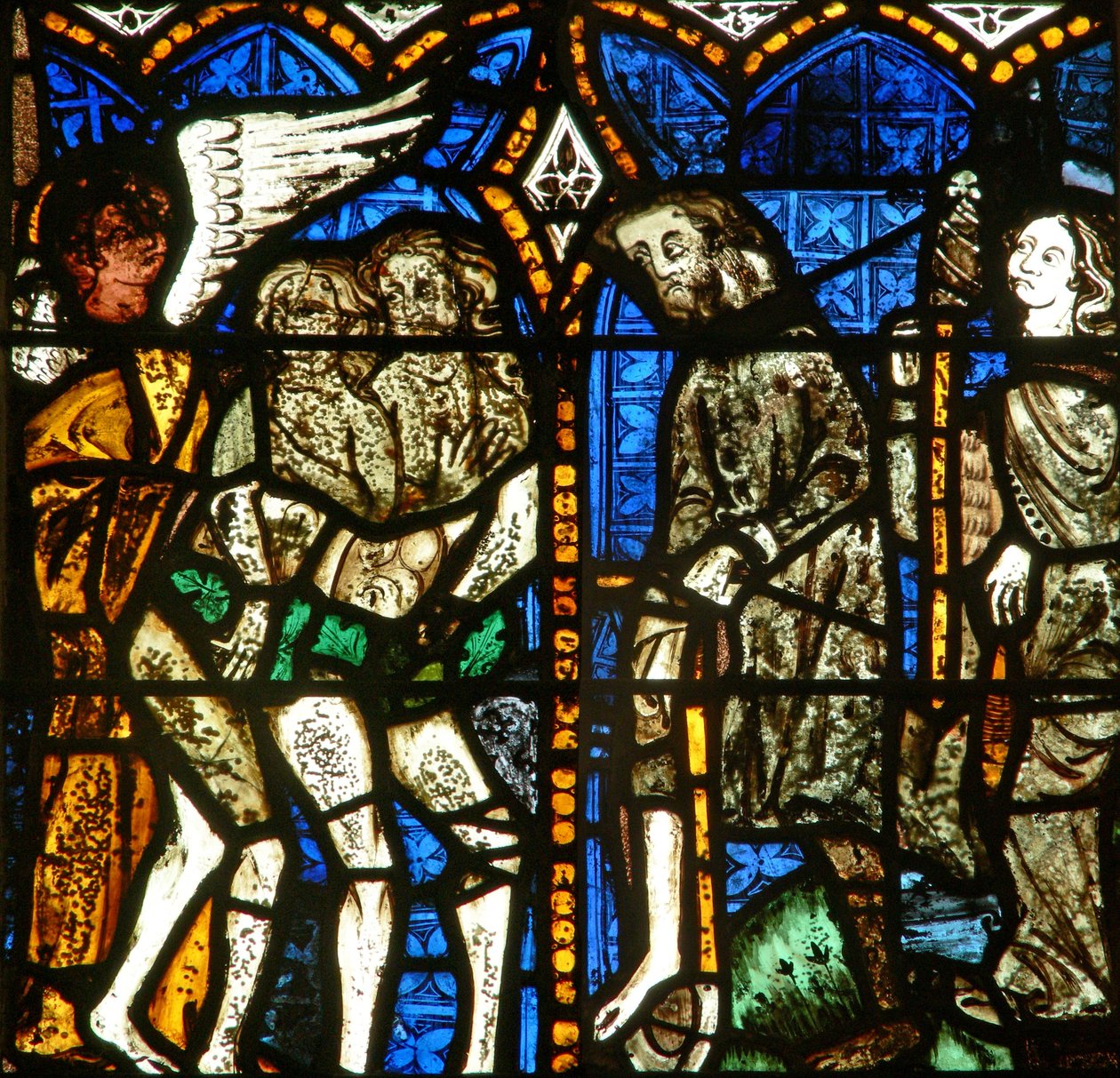 La ventana este que representa a Adán y Eva expulsados del Edén de English School