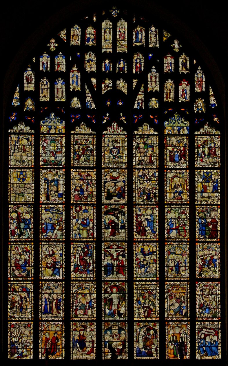 La ventana este que representa vidrio de la Escuela de Norwich (C15) Paneles reubicados de English School