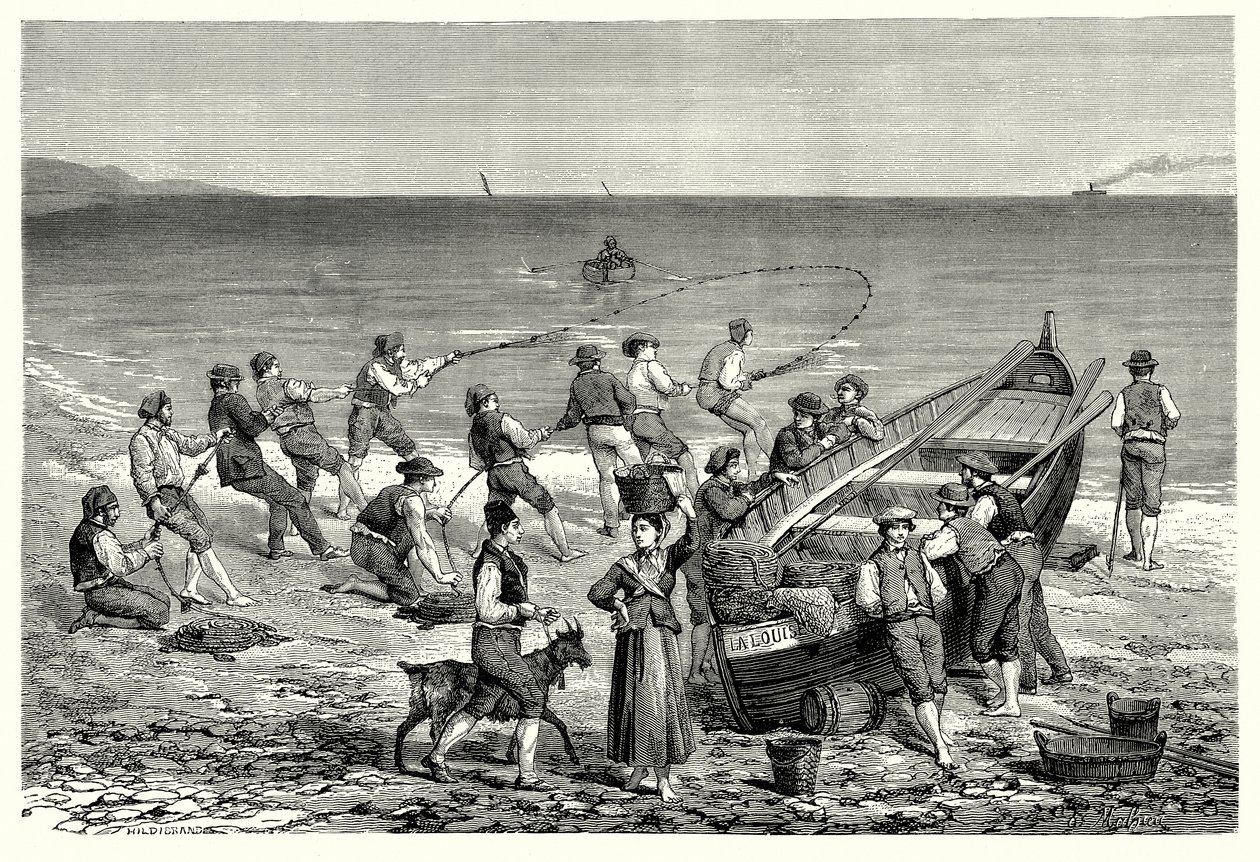 Los pescadores de Mentone (grabado) de English School
