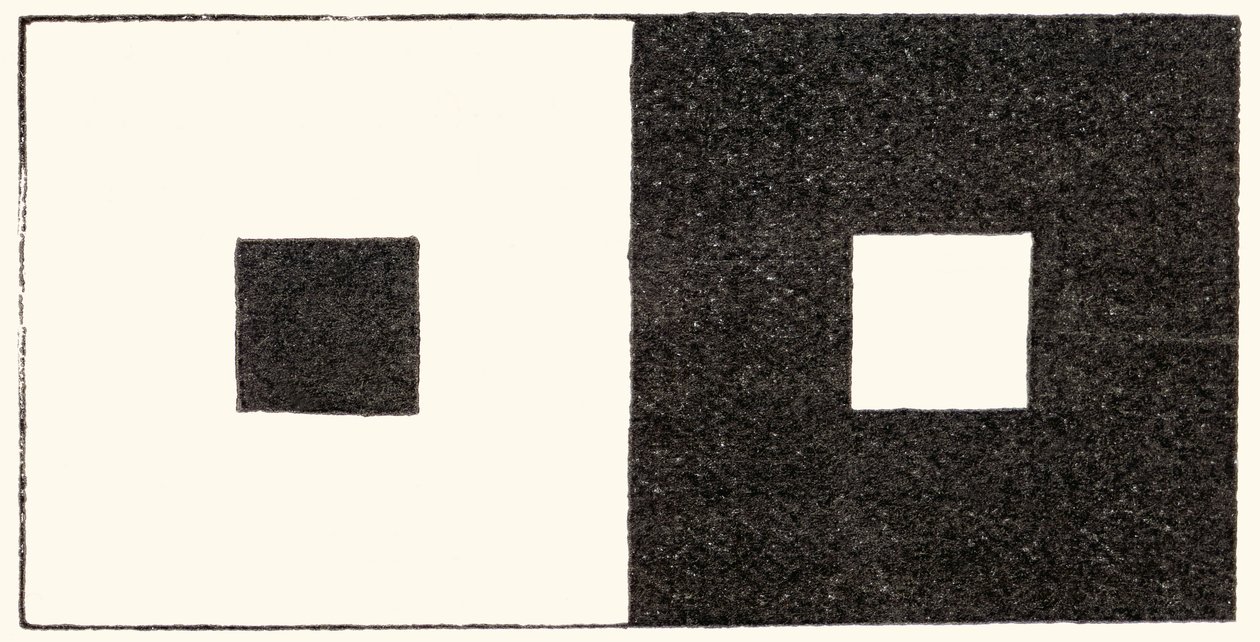 Ilusión de irradiación de la percepción visual en la que una zona clara del campo visual parece más grande que una zona oscura idéntica. Mirar fijamente esta imagen provoca una dispersión de la luz dentro del ojo y tiene el efecto de agrandar la imagen de  de English School