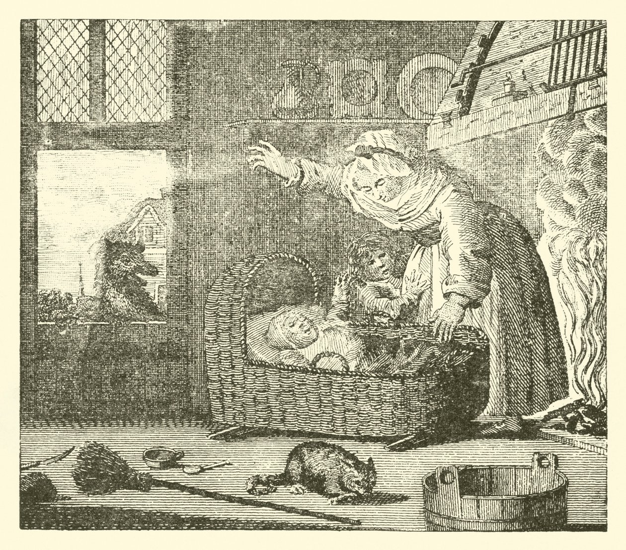 La nodriza y el lobo (grabado) de English School