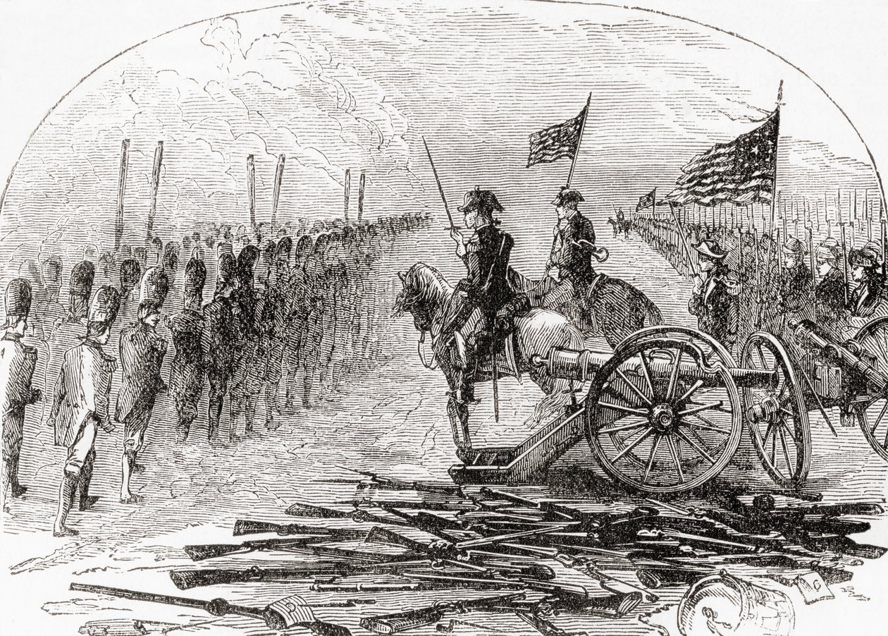 La rendición del General Burgoyne tras la Segunda Batalla de Saratoga de English School