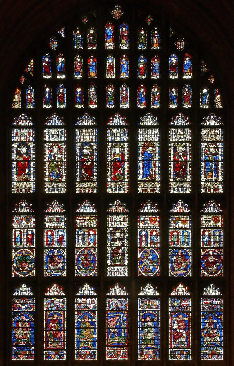 La ventana oeste con figuras genealógicas de los siglos XII y XIII y reyes del siglo XV de English School