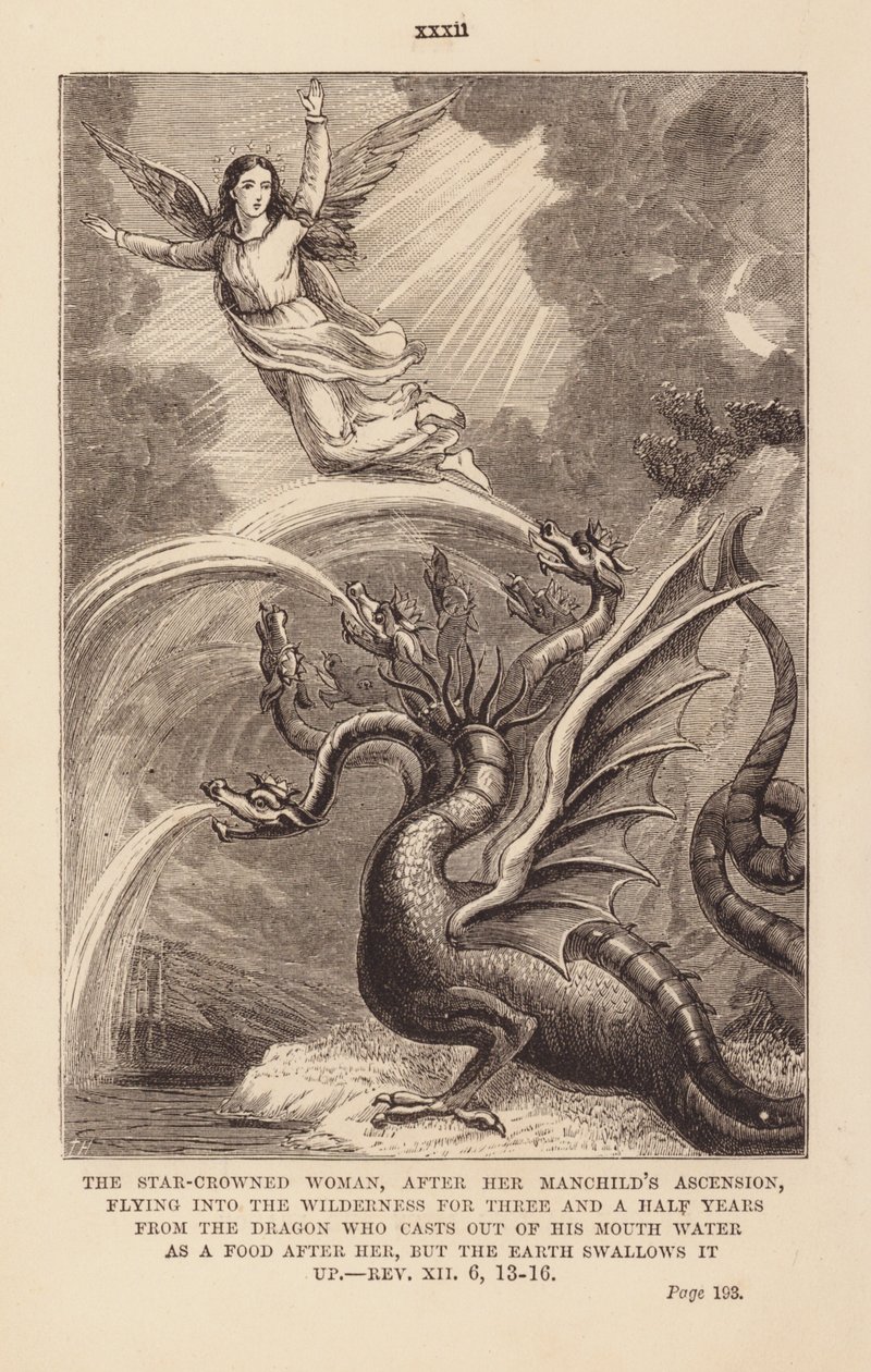 La mujer y el dragón (grabado) de English School