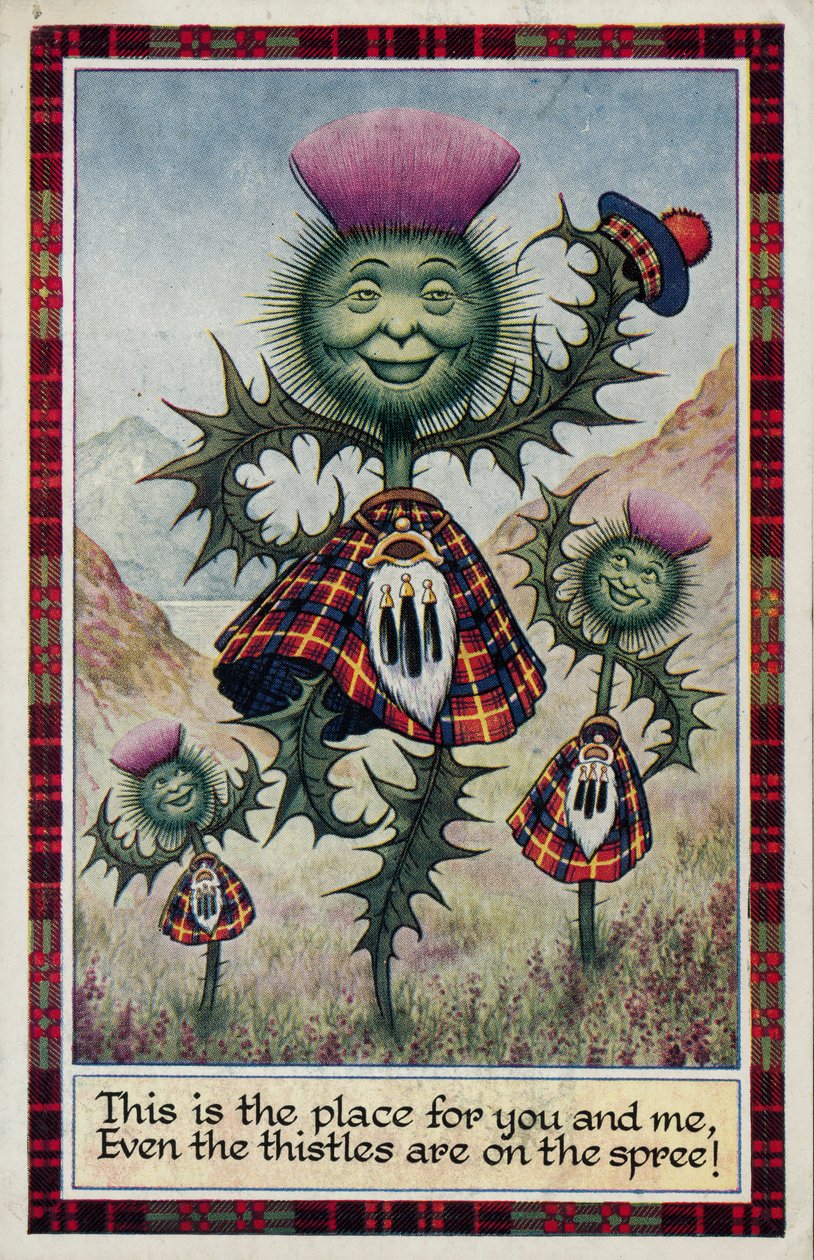 Los cardos bailan en Escocia (litografía en color) de English School