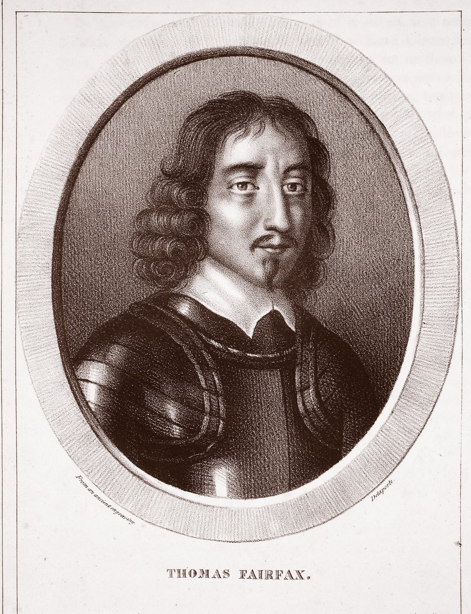 Thomas Fairfax, atribuido a Delaporte, grabado por de Ducarme de English School