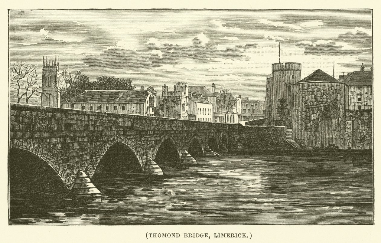 Thomond Bridge, Limerick (grabado) de English School