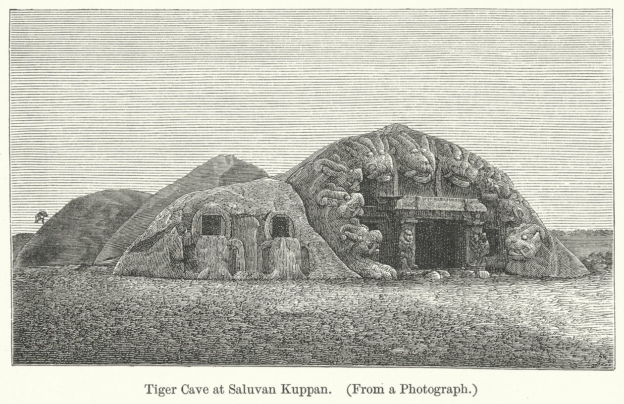 Cueva del Tigre en Saluvan Kuppan (grabado) de English School