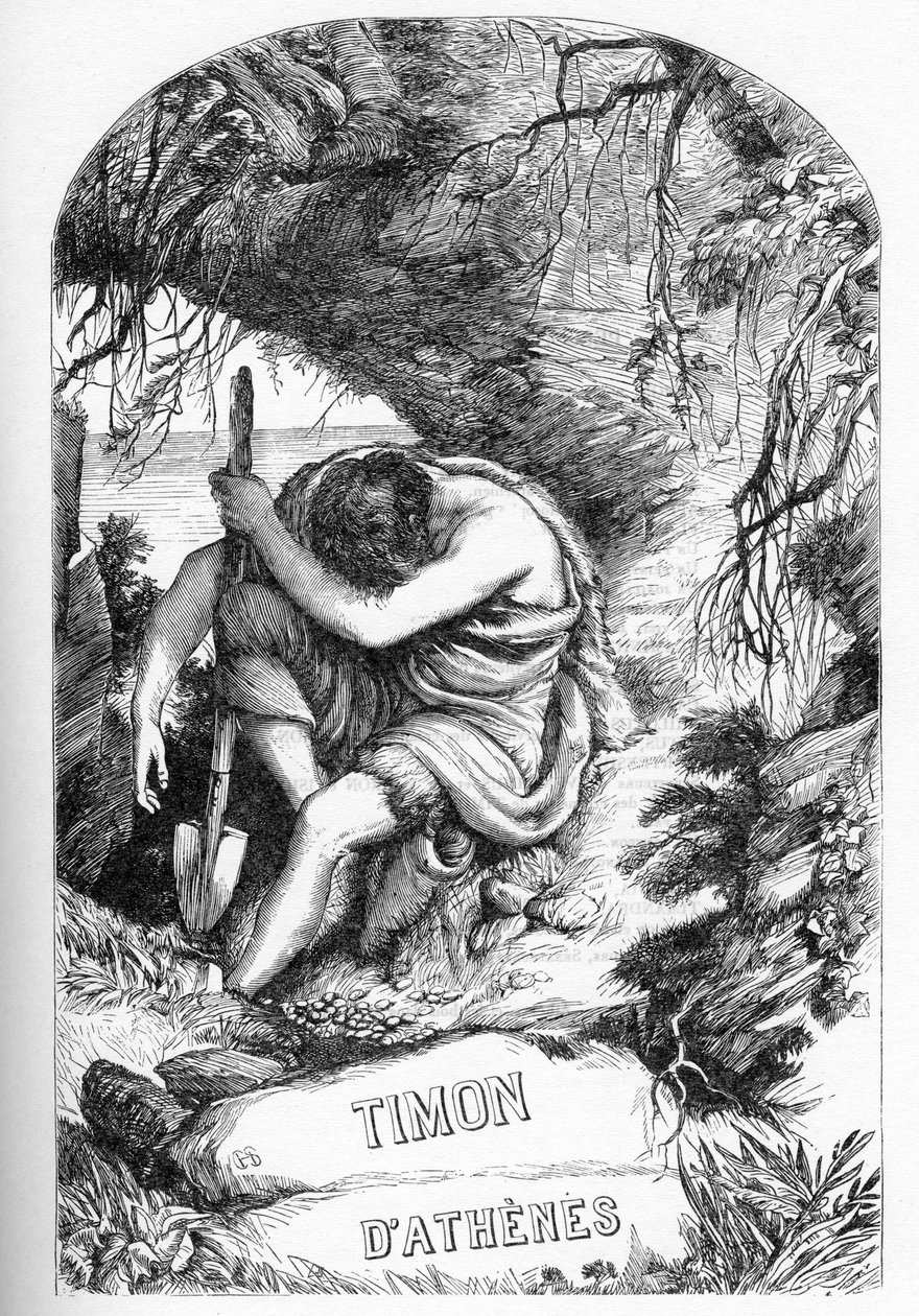 Timon de Atenas - Ilustración en “Obras completas de William Shakespeare” 1866 - Las ilustraciones y la forma general de esta edición son tomadas de Cassell