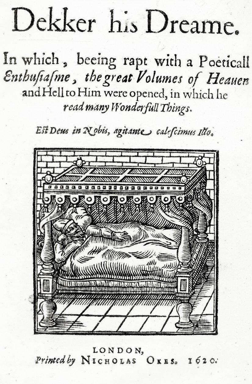 Página de título de Dekker his Dreame por Thomas Dekker, publicado en 1620 de English School