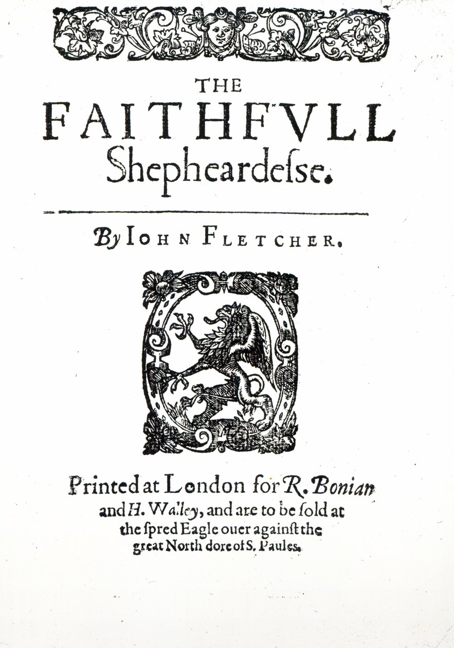 Portada de The Faithfull Shepherdess por John Fletcher, c.1609 de English School