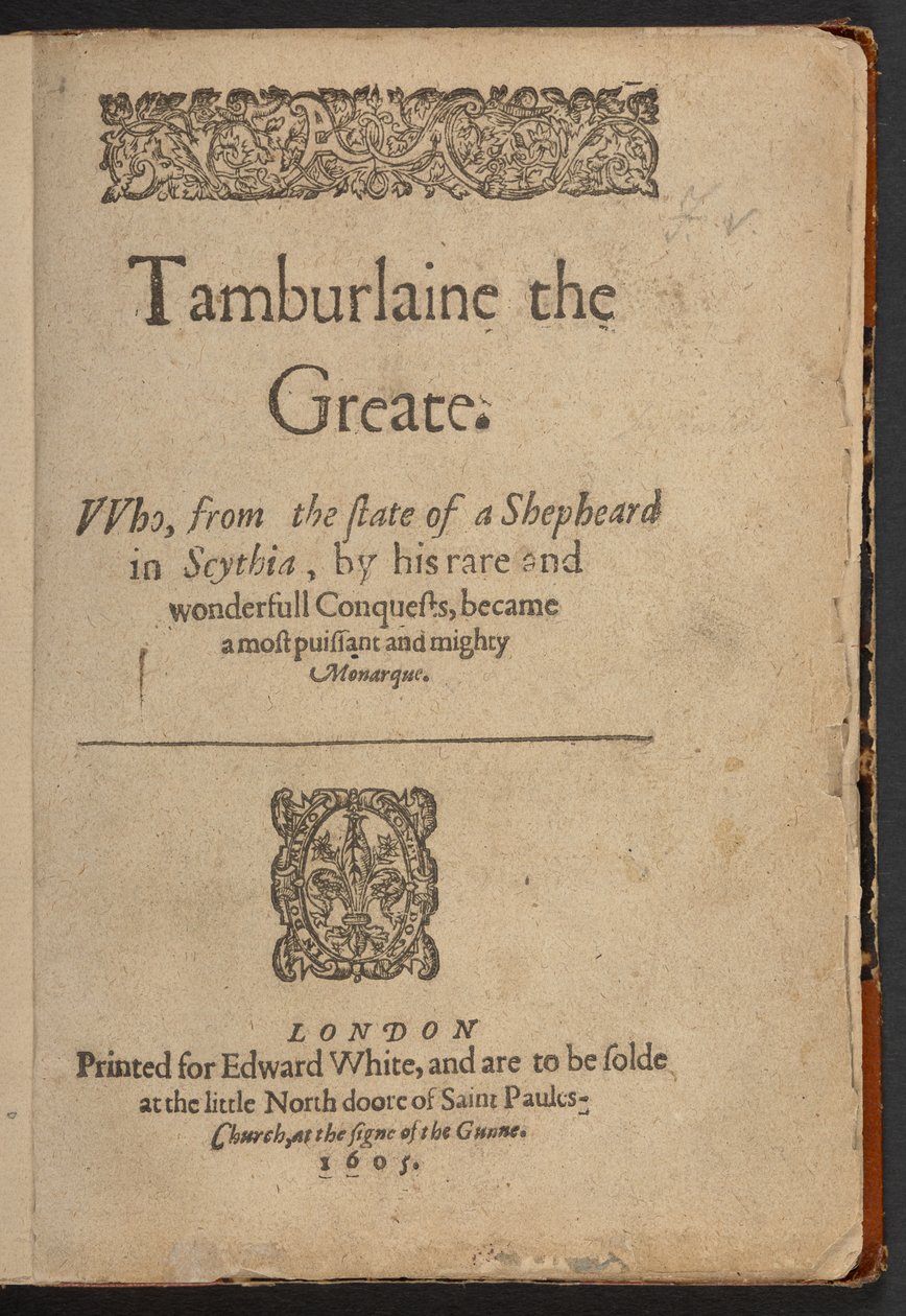 Portada de Tamburlaine el Grande, de Christopher Marlowe de English School