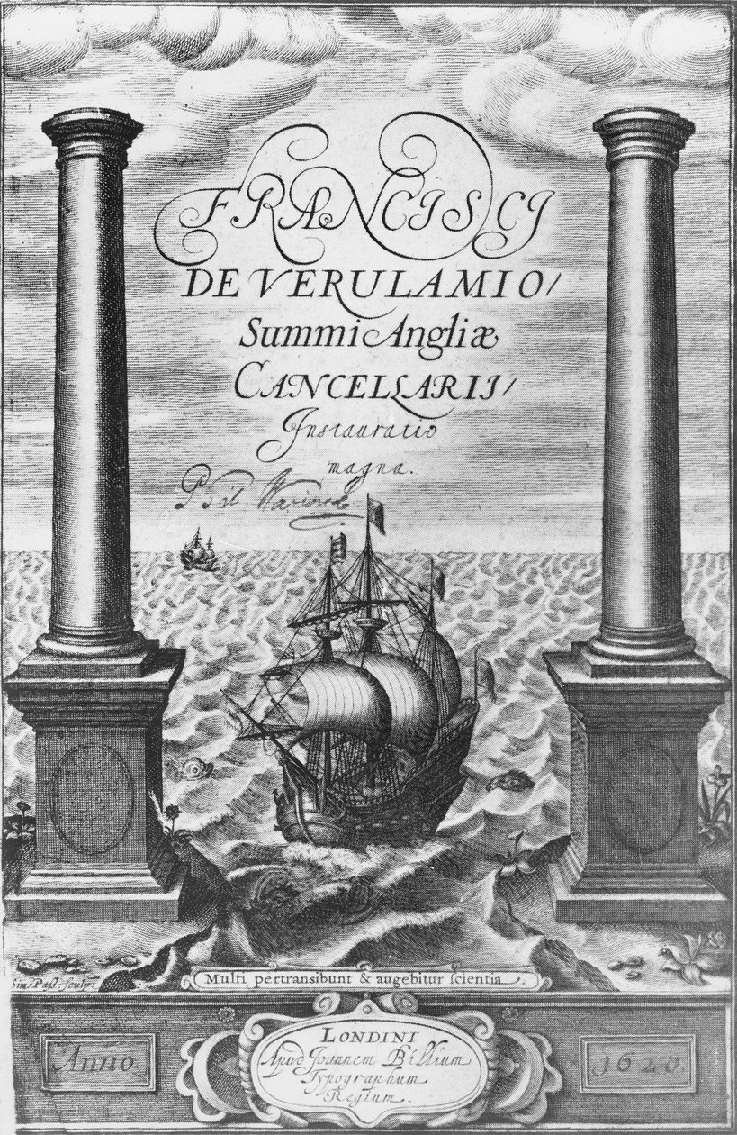 Página de título de la primera edición del Novum Organum de Sir Francis Bacon, 1620 de English School