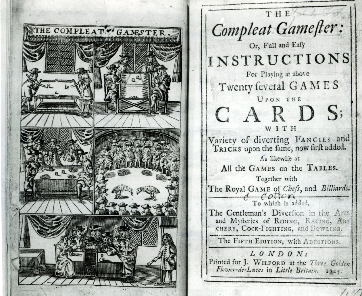 Página de título de la quinta edición de The Compleat Gamester, atribuida a Charles Cotton (1630-87), pub. 1725 de English School
