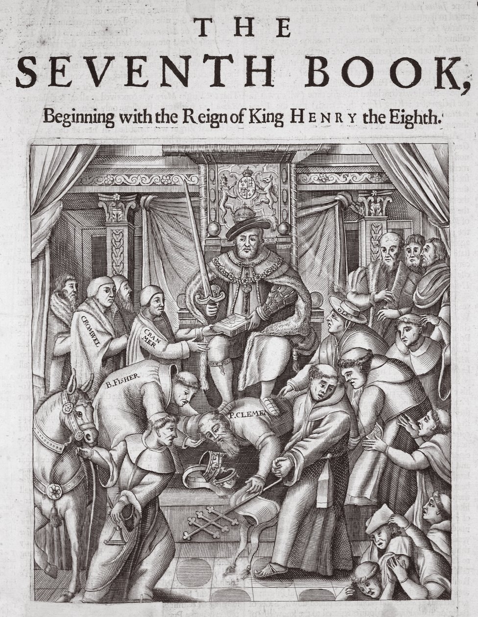 Portada, El Séptimo Libro, de Hechos y Monumentos de John Foxe, novena edición, pub. 1684 de English School